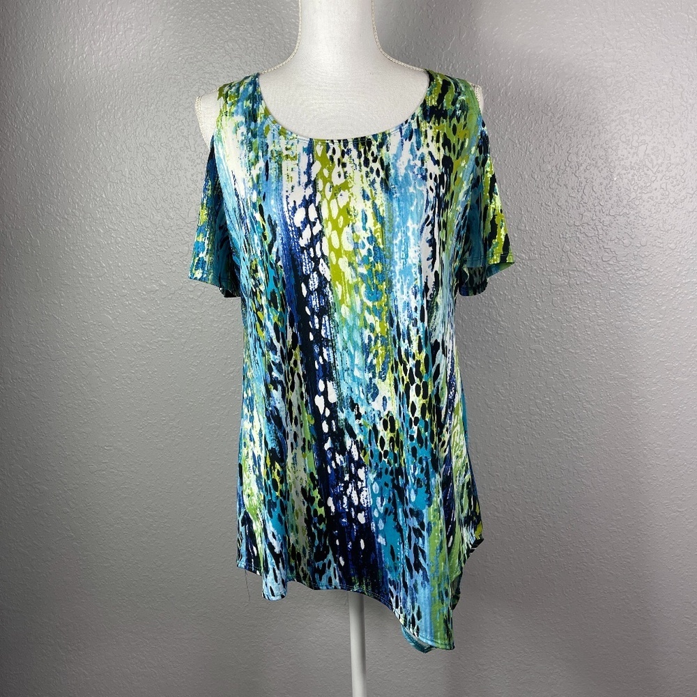 Women's Slinky Brand‎ Multi color abstract blouse / top size Mediuum